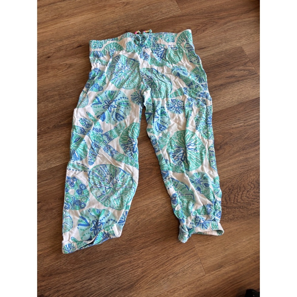 Lilly Pulitzer Target Girls XS 4/5 Blue Green Sand Dollar Jogger Pants Coastal